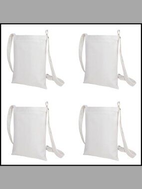 4 Pack Small Crossbody Canvas Zipper Bags Adjustable Strap DIY Gift